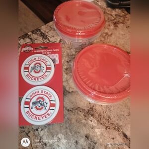 Ohio Buckeyes Kitchen Set Includes Mini Bowls With Lids And Chip Clips